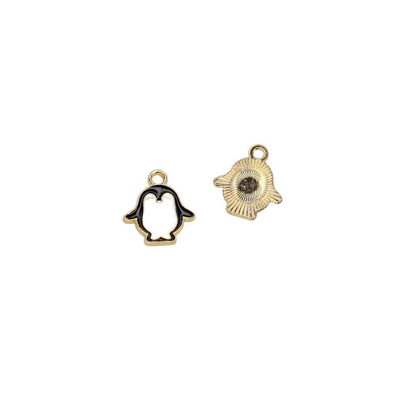 Enamel pendant/ penguin/ gold 16x14.3mm 1 pc AKGA019
