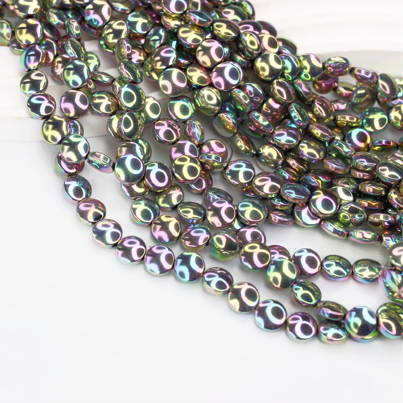 Hematite beads lozenge/ pastel rainbow/ 8x4mm 4pcs KAHE16502