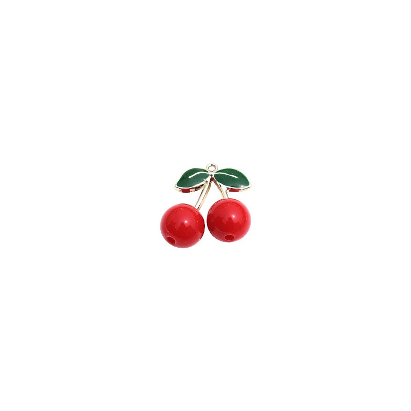 Enamel acrylic pendant/cherries 27.5x24mm 1pcs XYNWI01