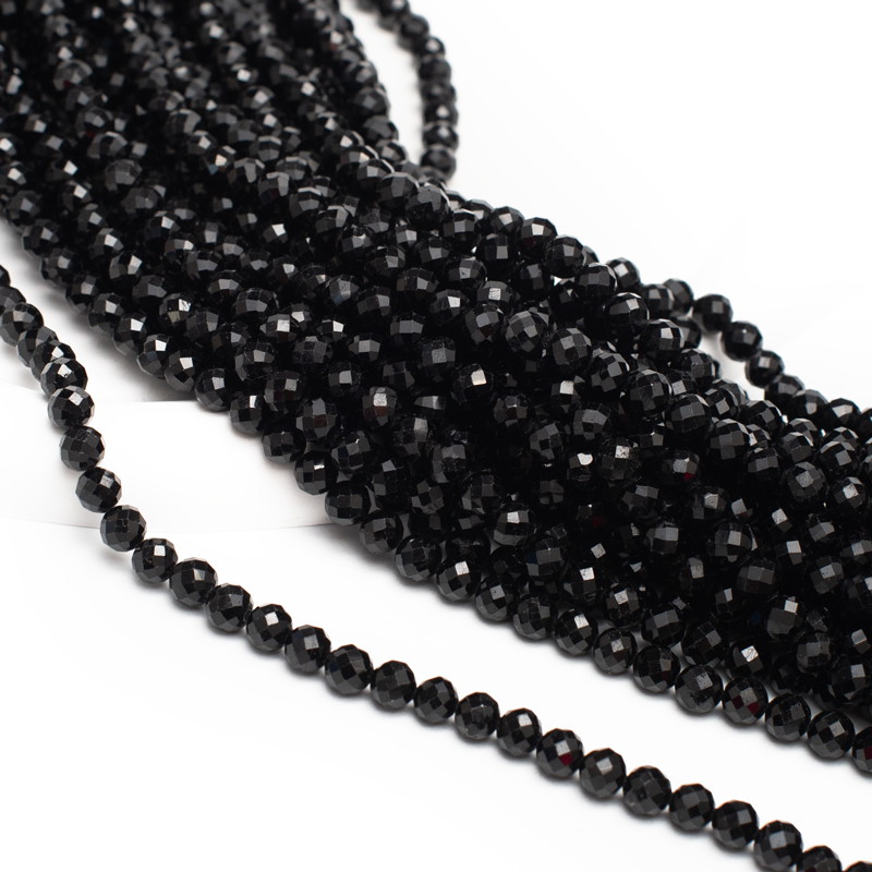 Black Tourmaline/ faceted balls approx. 6mm/ 10 pcs. KABTF06