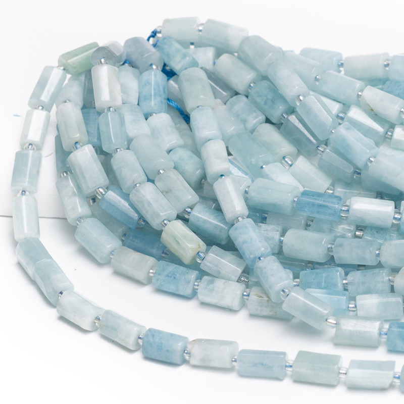 Aquamarine/ irregular faceted rolls approx. 7x11mm 15pcs/ string KAAQWA02