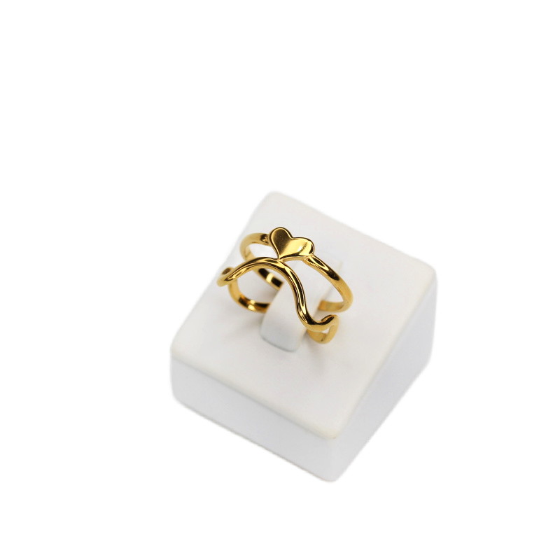 Adjustable gold ring / fancy with heart / 19x9mm 1pc ASSEP011