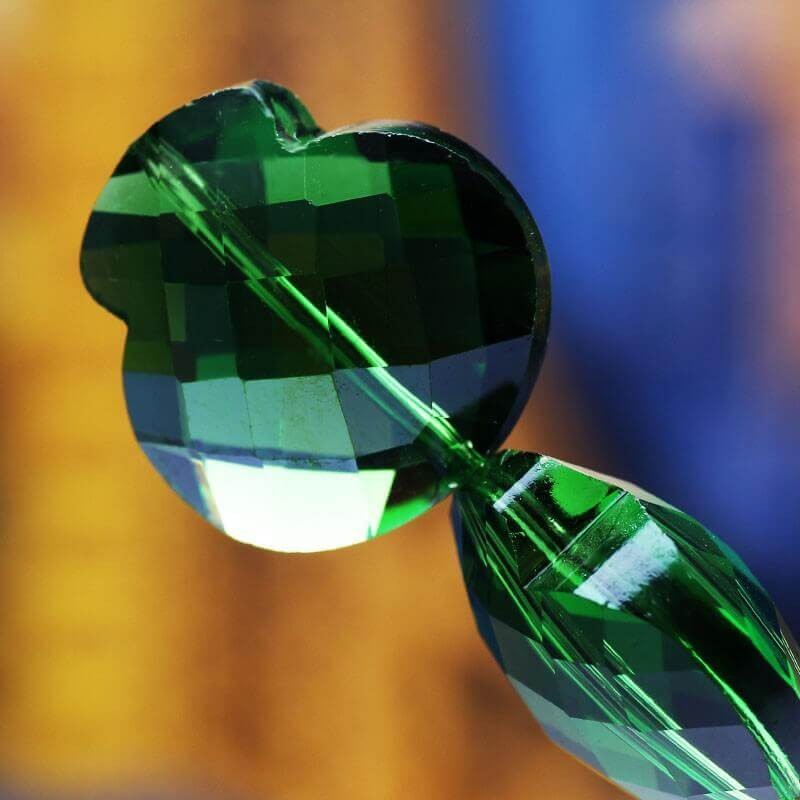 Biedronka koralik ze szkła kryształowego szlifowanego zielony butelkowy AB 22x22x11mm 1szt SZSZV2202