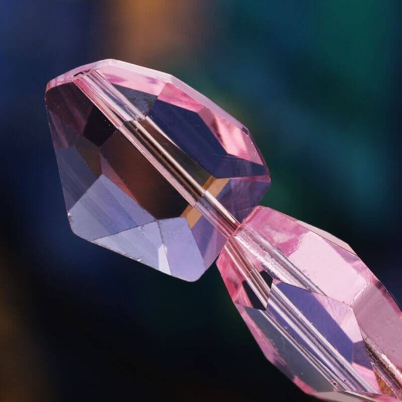 Koralik bryłka ze szkła kryształowego szlifowanego różowy 18x14x10mm 1szt SZSZWCY1805