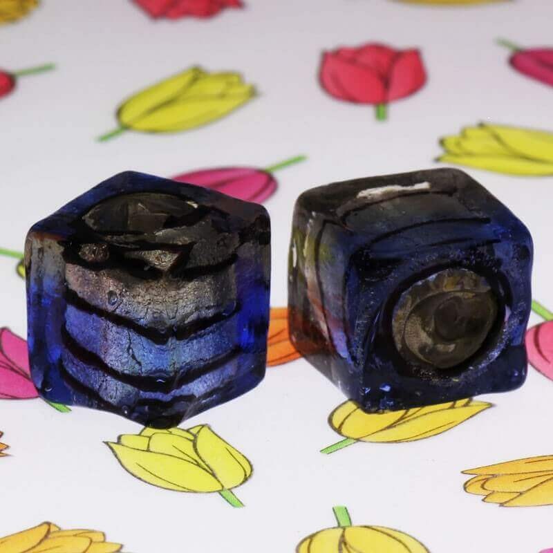 Cube beads Venetian glass, denim gray 15x15x15mm 1pc SZWEKO001