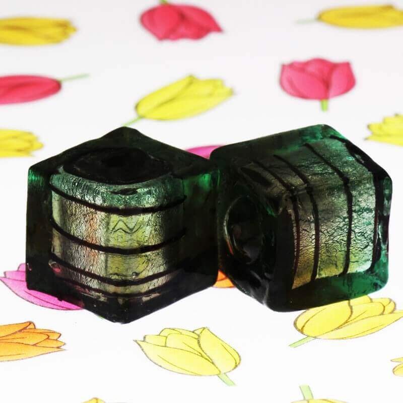 Cube beads Venetian glass mint-gray 15x15x15mm 1pc SZWEKO002