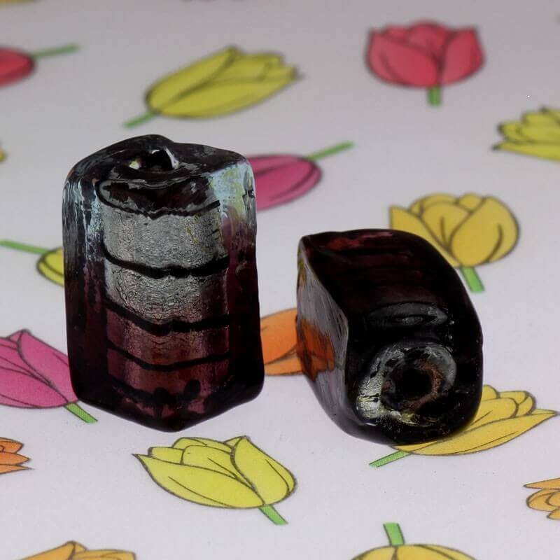 Cube beads Venetian glass mint-purple 18x10x10mm 1pc SZWESC009