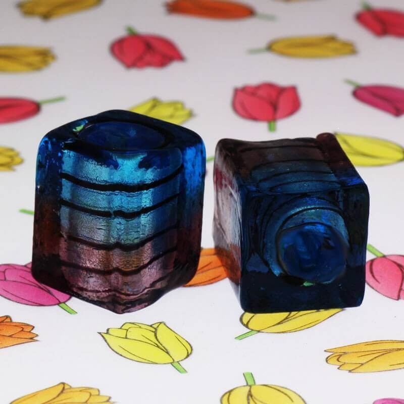 Cube of beads Venetian glass blue-violet 20x16x14mm 1pc SZWESC012