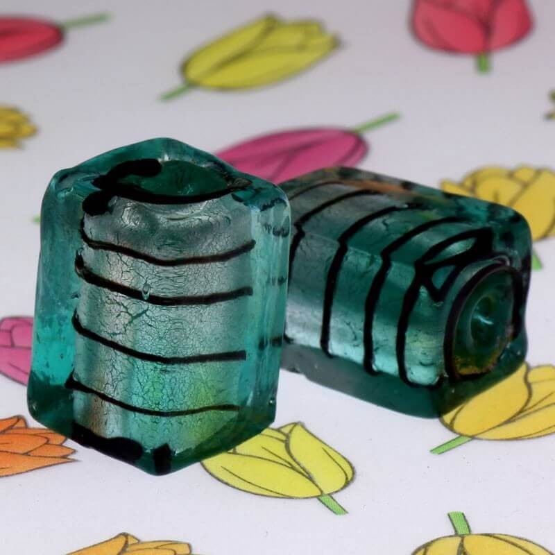 Cube beads Venetian glass mint-turquoise 18x12x12mm 1pc SZWESC016