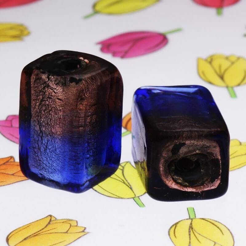 Cube of beads Venetian glass violet-blue 18x12x12mm 1pc SZWESC042