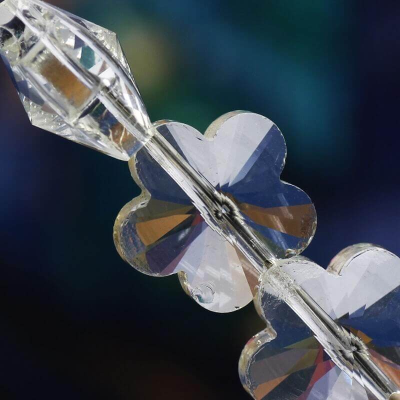 Cut glass flower champagne 14x8mm crystal glass 2pcs SZSZOF1401
