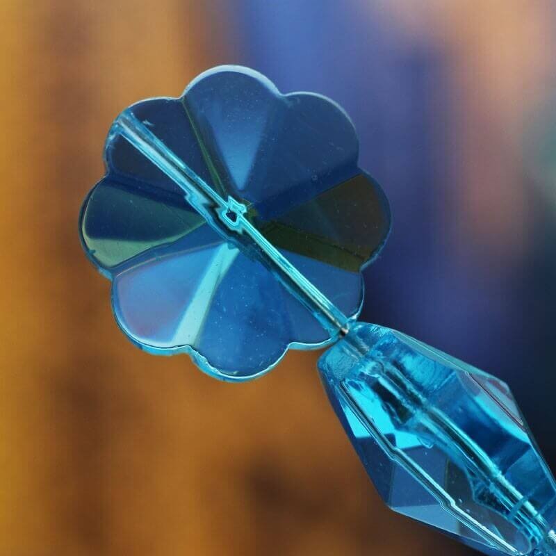 Kwiatek ze szkła szlifowanego błękitny 20x10mm szkło kryształowe 2szt SZSZOF2003