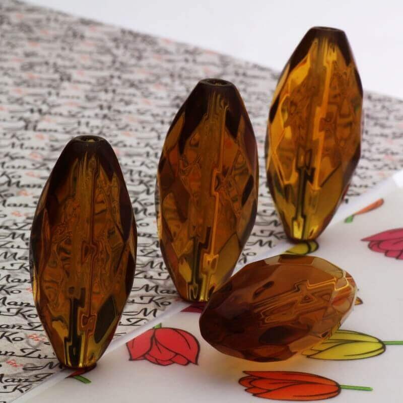 Grinded olive brown 30x14mm crystal glass 1pc SZSZOLI3005