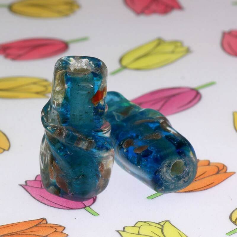Roller glass lampwork turquoise 24x12mm 1pc SZLAWA092