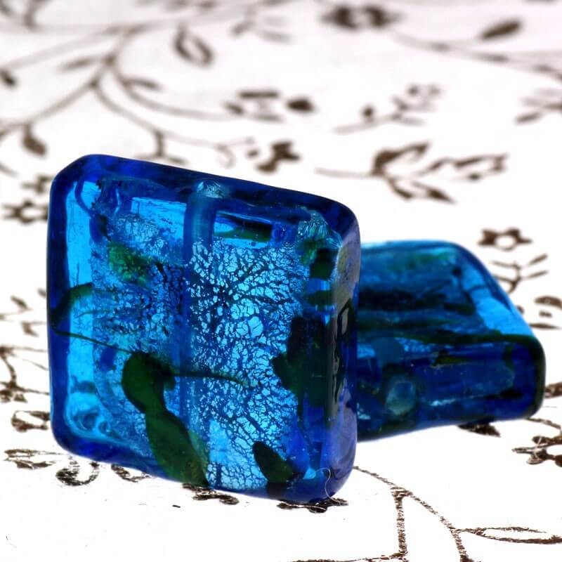 Blue Venetian glass tiles 20x20x8mm 2pcs SZWEKAK003