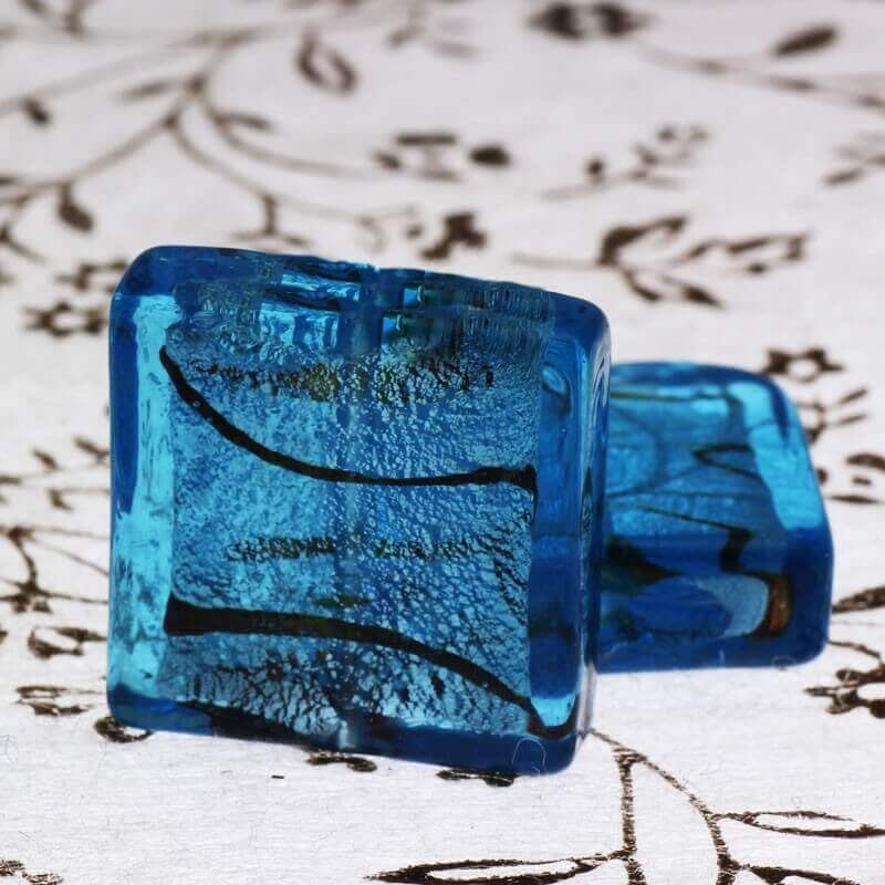 Blue Venetian glass tiles 20x20x8mm 2pcs SZWEKAK005