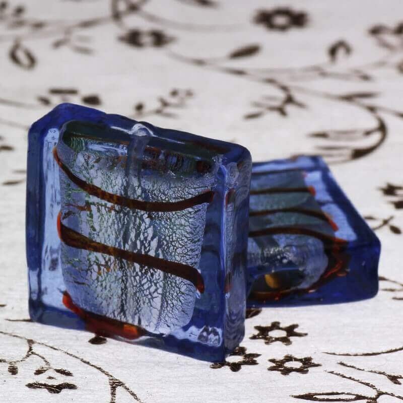 Blue Venetian glass tiles 20x20x8mm 2pcs SZWEKAK007