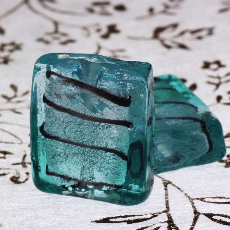 Venetian glass tiles mint-turquoise 20x18x8mm 2pcs SZWEKAK013