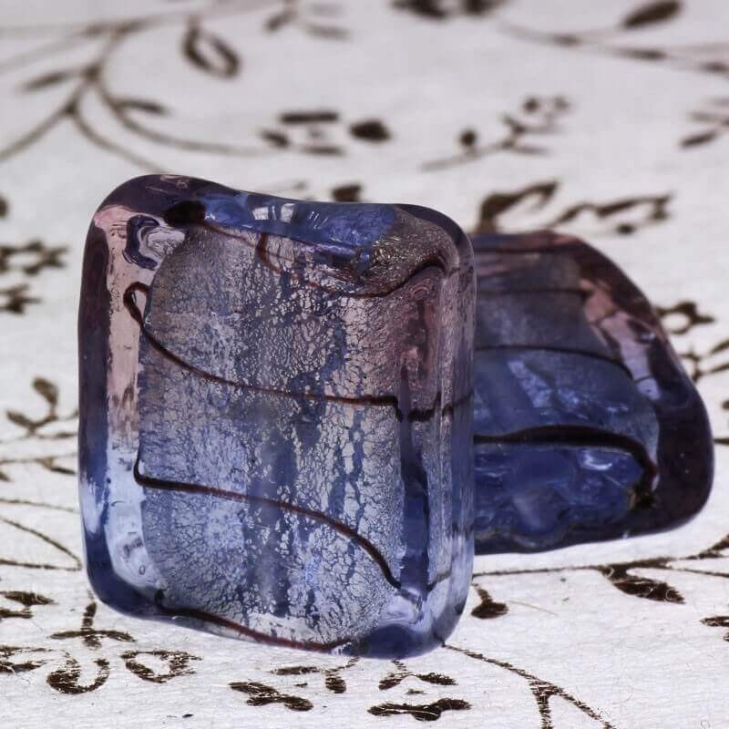 Venetian glass tiles blue-violet 21x18x8mm 2pcs SZWEKAK023