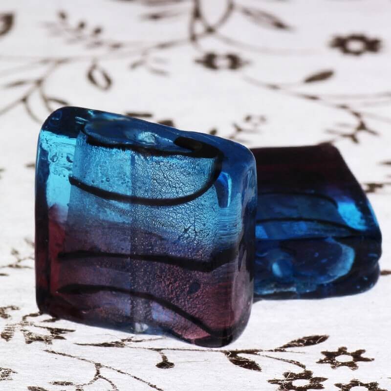 Venetian glass tiles blue-violet 20x20x8mm 2pcs SZWEKAK030
