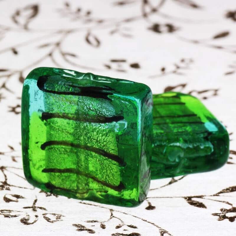 Venetian glass tiles mint green 20x18x8mm 2pcs SZWEKAK033