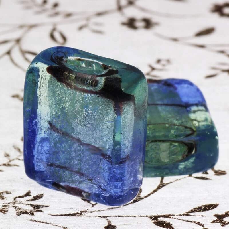 Venetian glass tiles mint-blue 20x18x8mm 2pcs SZWEKAK038