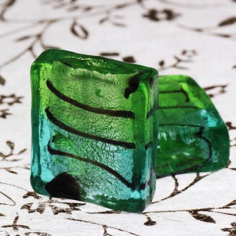 Venetian glass tiles mint green 20x18x8mm 2pcs SZWEKAK040