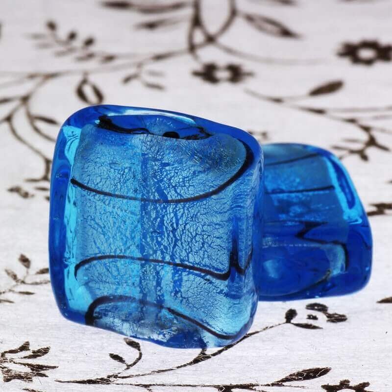 Blue Venetian glass tiles 20x18x8mm 2pcs SZWEKAK045