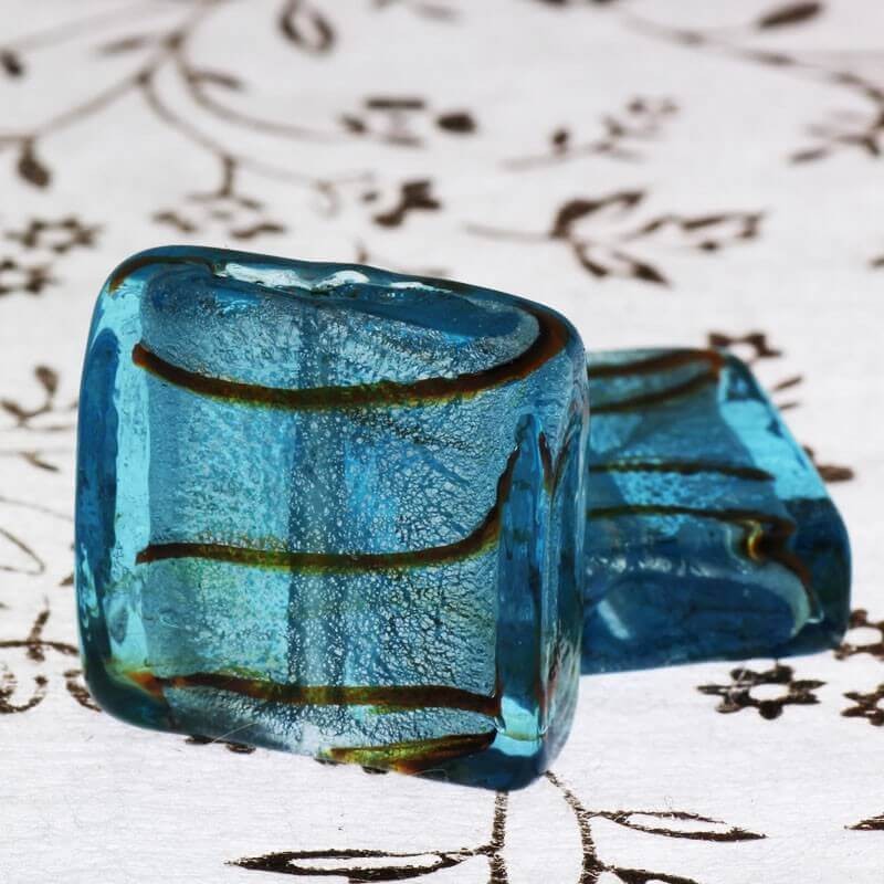 Blue Venetian glass tiles 20x20x8mm 2pcs SZWEKAK055