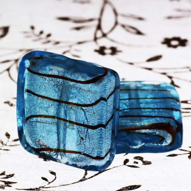 Venetian glass tiles blue 20x20x8mm 2pcs SZWEKAK061