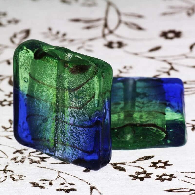 Venetian glass tiles blue-green 26x26x8mm 1pc SZWEKAK067