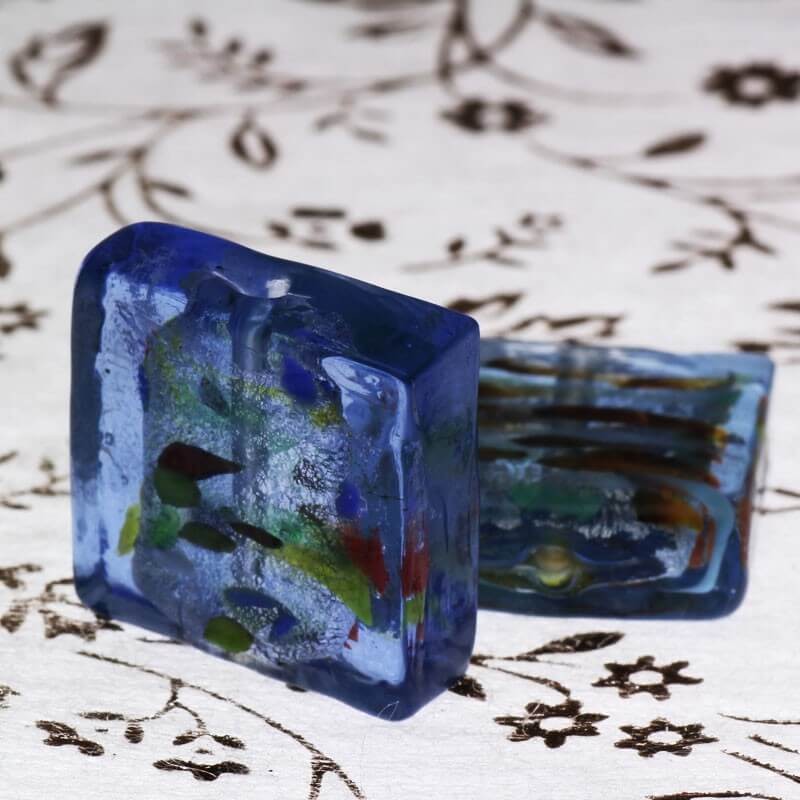 Blue Venetian glass tiles 20x20x8mm 2pcs SZWEKAK080