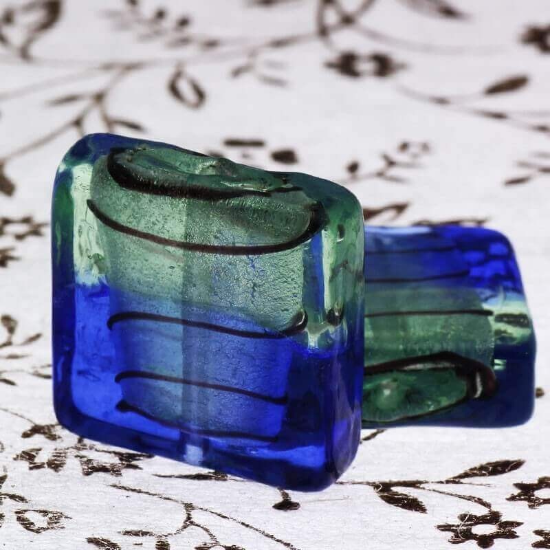 Venetian glass tiles mint-blue 20x20x8mm 2pcs SZWEKAK108