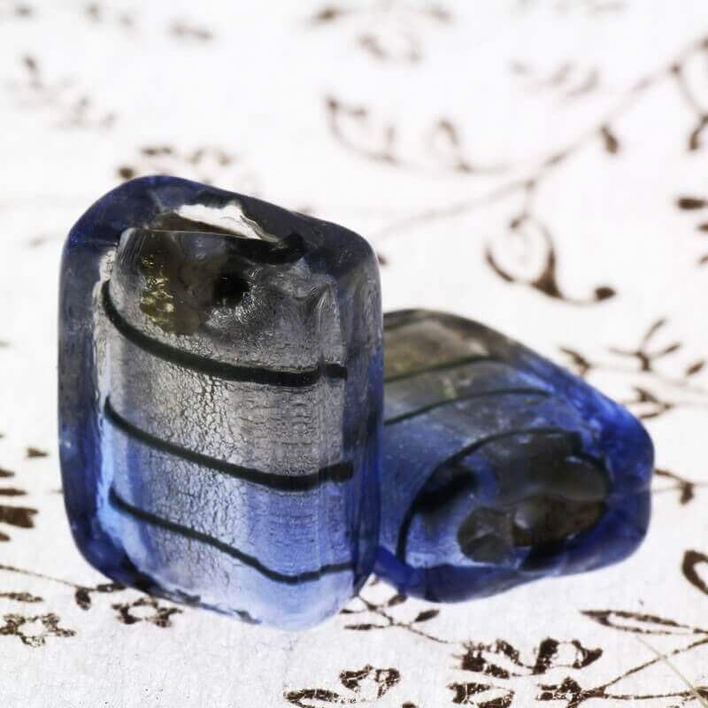 Venetian glass tiles gray-blue 20x18x8mm 2pcs SZWEKAK111