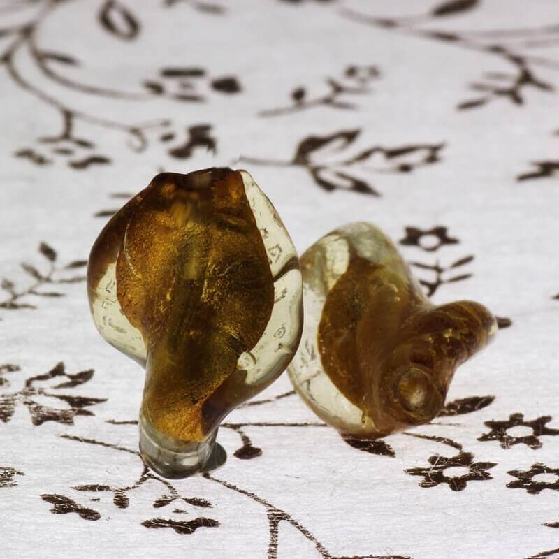 Venetian glass beads, golden 19x13mm, 1 piece SZWESW012