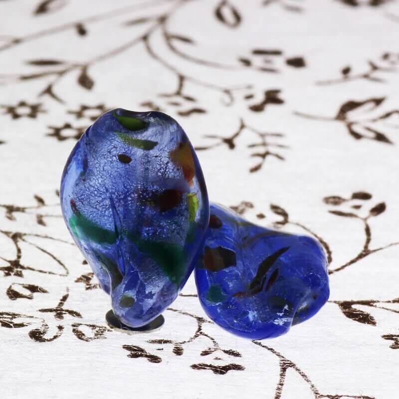 Venetian glass beads with blue dots 20x14mm 1pc SZWESW017