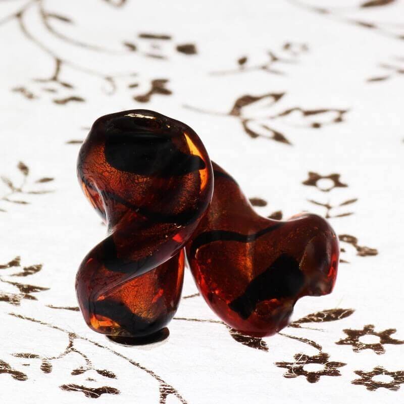 Venetian glass beads with stripes 18x12mm burgundy 1pc SZWESW023