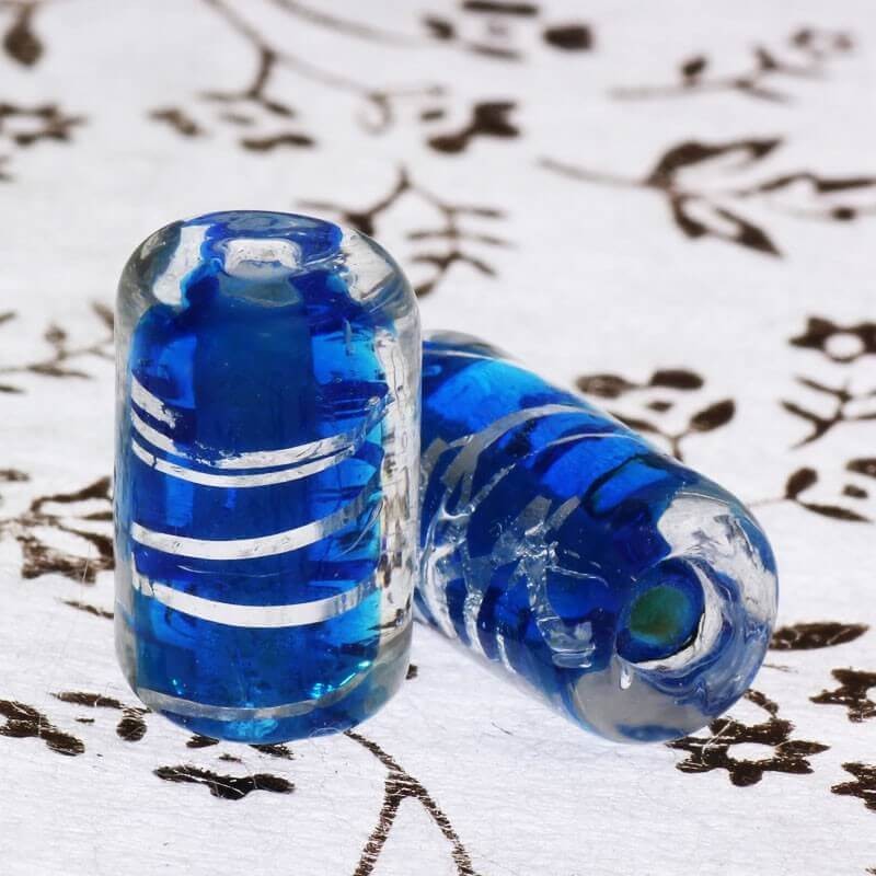 Turquoise Venetian glass roller 17x10mm 2pcs SEAM002