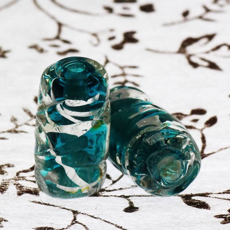 Turquoise Venetian glass roller 18x9mm 2pcs SEAM009
