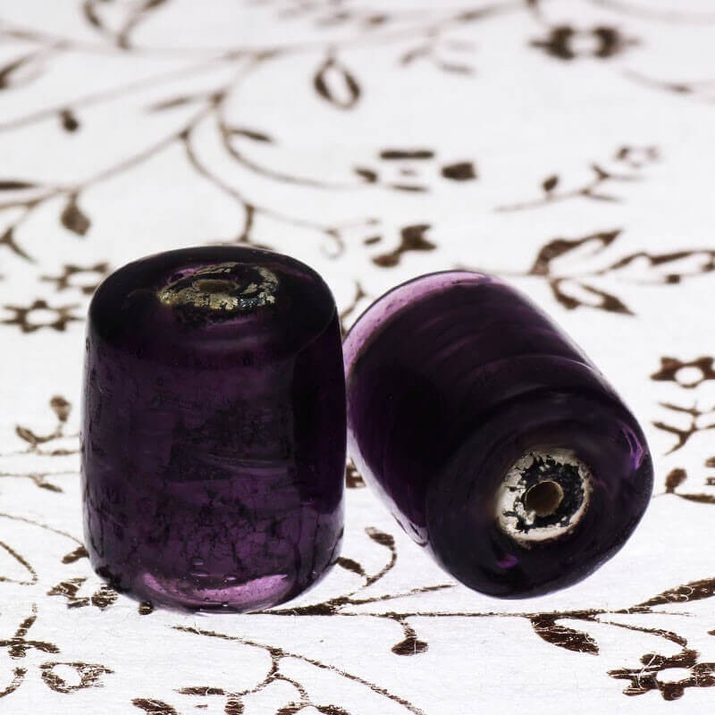 Venetian glass roller purple 15x11mm 2pcs SEAM027
