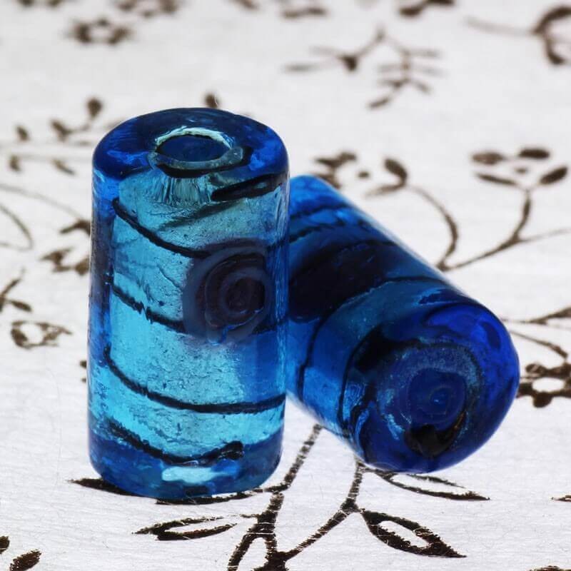 Roller with a rose blue Venetian glass 18x10mm 1pc SZWEWAR002