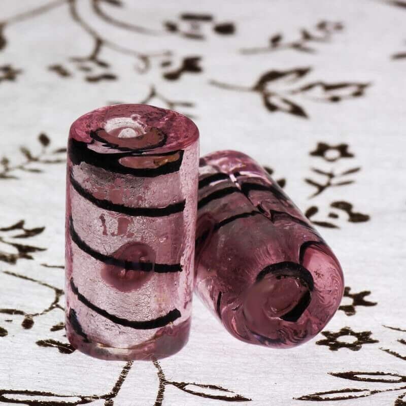 Roller with a rose Venetian glass pink 18x10mm 1pc SZWEWAR006