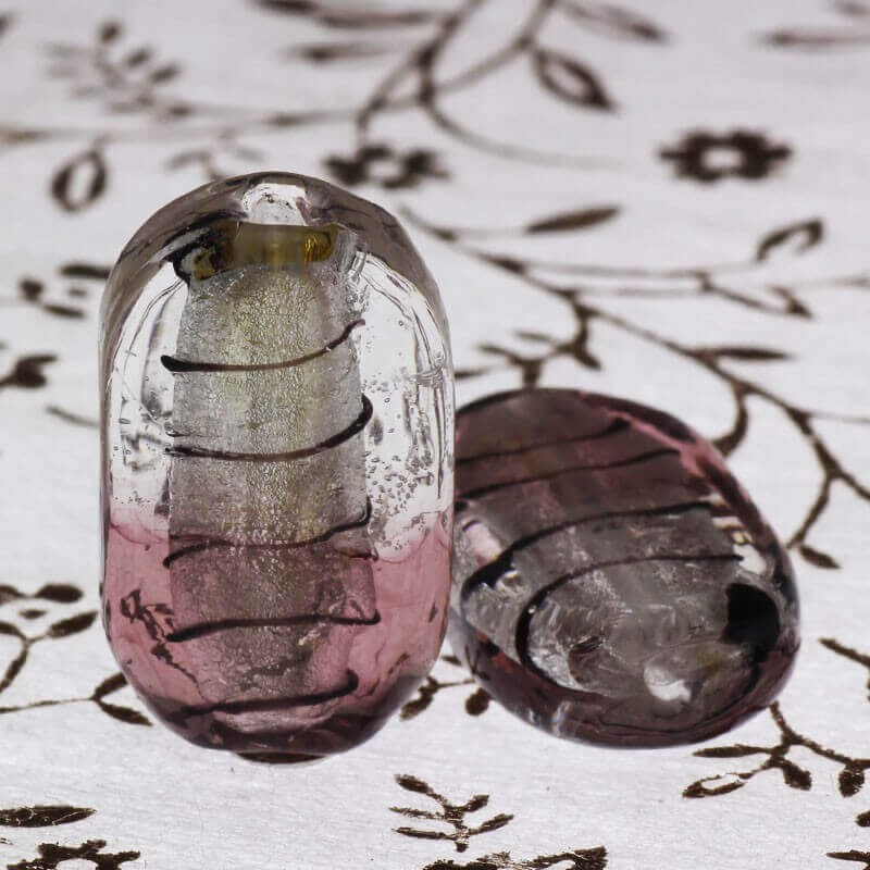 Venetian glass beads white-violet lollipops 26x14x6mm 1pc SZWELI07