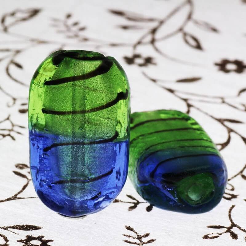 Venetian glass beads blue-green lollipops 26x14x7mm 1 piece SZWELI08
