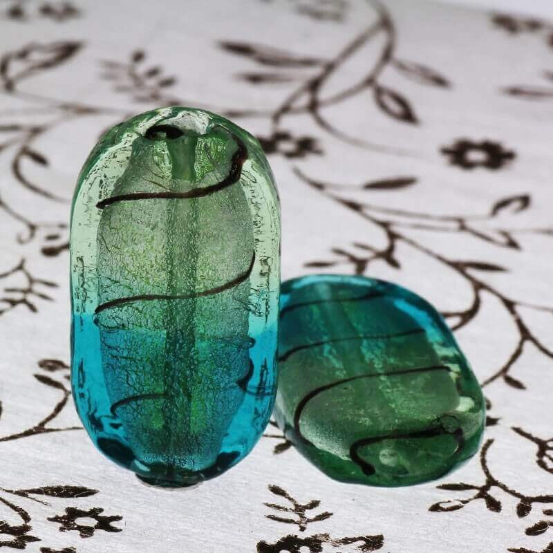 Beads Venetian glass lollipops mint-turquoise 27x15x7mm 1pc SZWELI09
