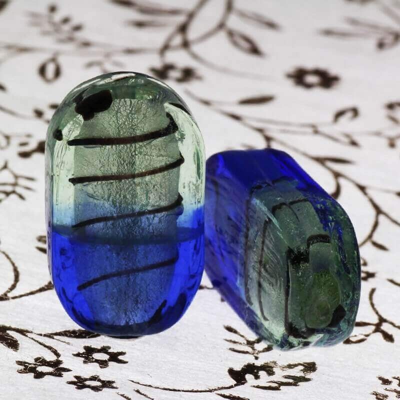 Venetian glass beads mint-blue lollipops 26x15x7mm 1pc SEAM11