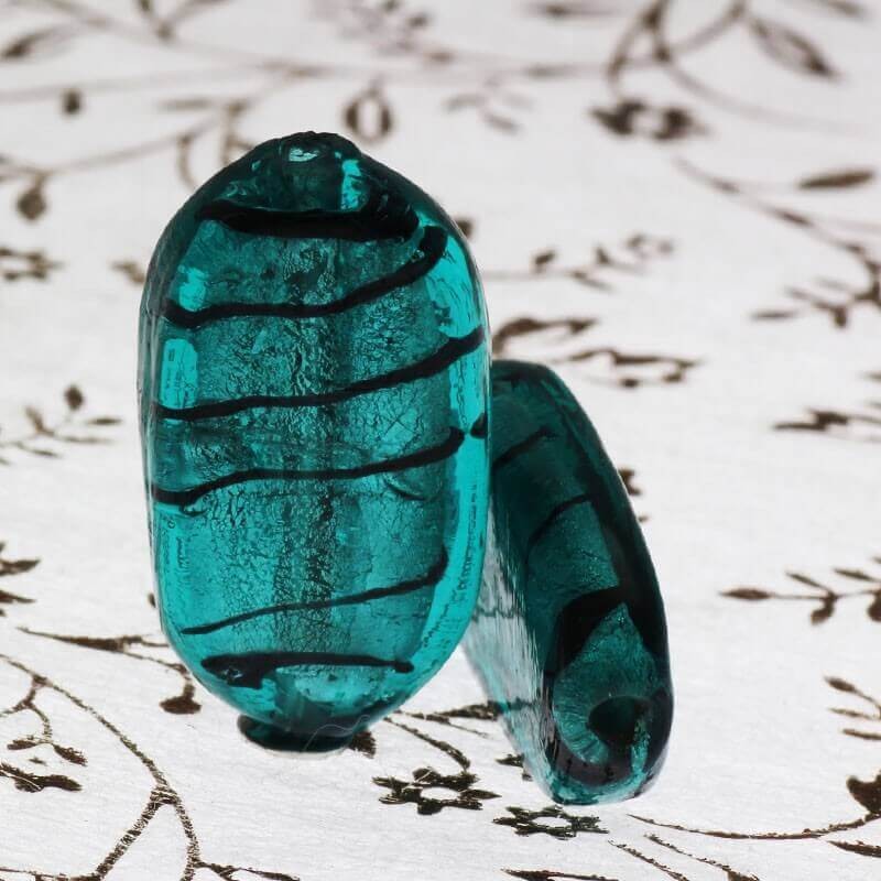 Venetian glass beads turquoise lollipops 27x16x6mm 1pc SEAM16