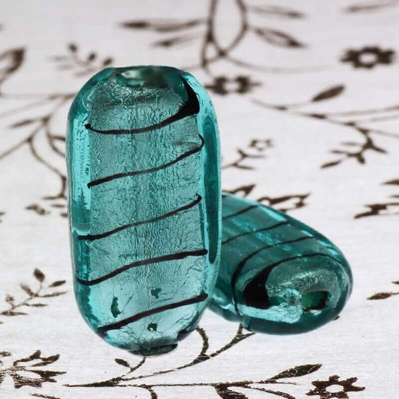 Venetian glass beads turquoise lollipops 27x16x6mm 1pc SEAM 17