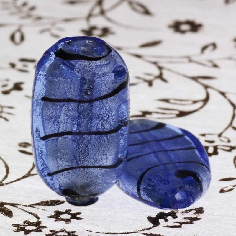 Venetian glass beads, denim lollipops 26x16x6mm 1pc SEAMS18