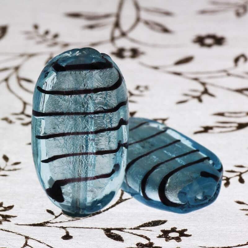 Venetian glass beads blue lollipops 26x16x6mm 1pc SEAMS20